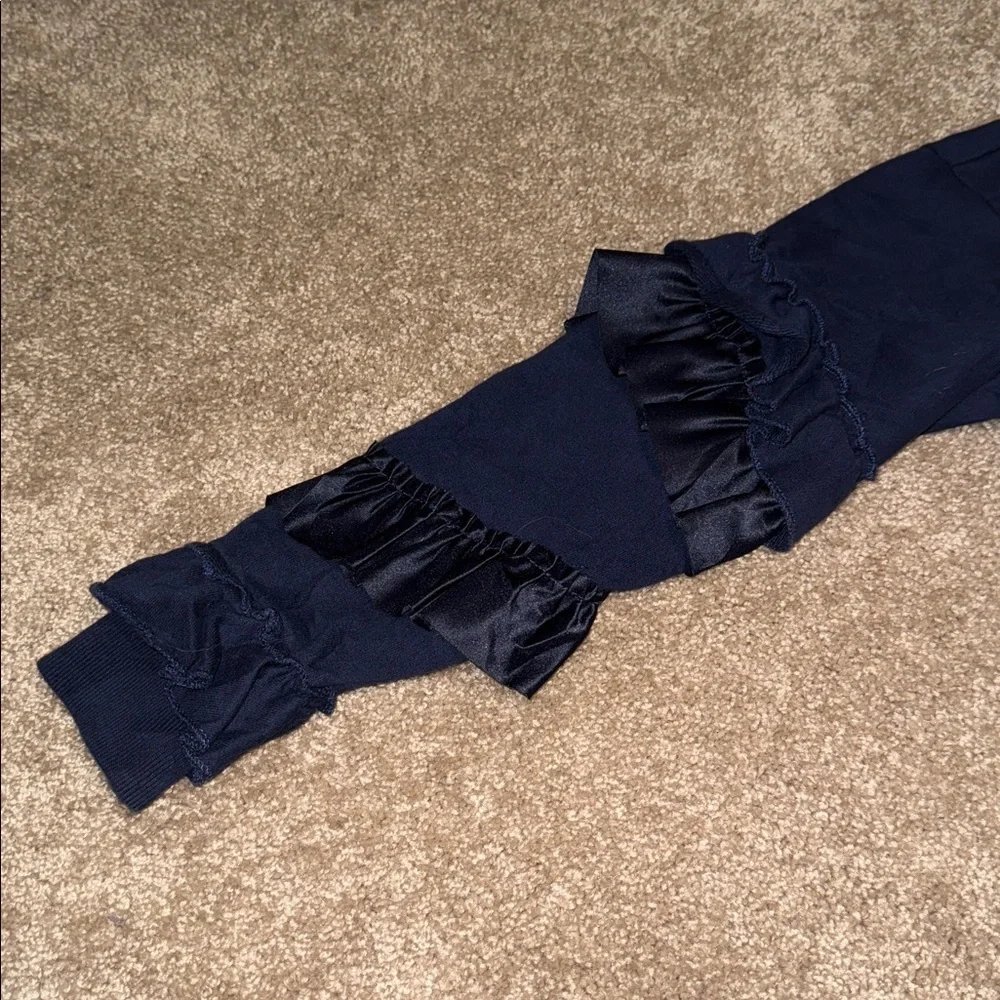 J. Crew Navy Sweatshirt with Ruffle Sleeves - size small. B6